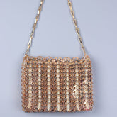 Sac à bandoulière en métal à sequins de grande capacité pour téléphone portable, sac à bandoulière fait à la main, tendance